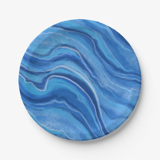 Assiettes en papier Marble Bleu (Devant)