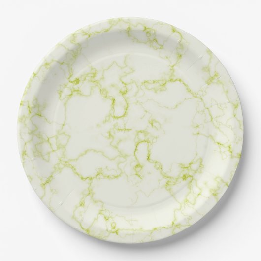 Assiettes en papier Marbre Vert Blanc (Devant)