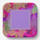 Assiettes en papier marbré violet, violet et or (Recto)
