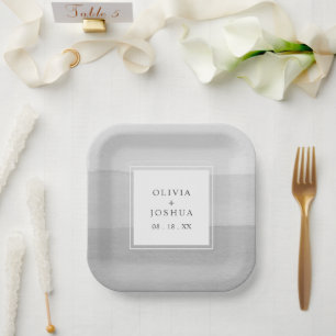 Assiettes en papier mariage aquarelle grise