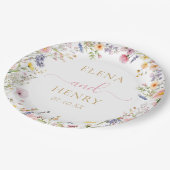 Assiettes en papier mariage fleurs sauvages élégan (Angle)