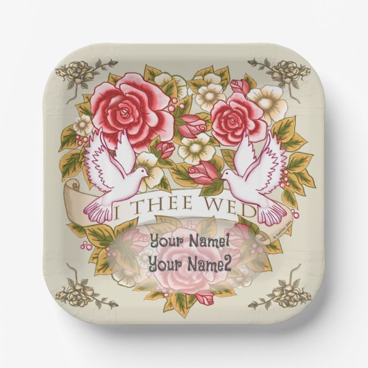 Assiettes en papier mariage Je t'épouse (Recto)