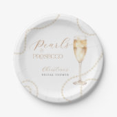 Assiettes en papier Mariage Perles & Prosecco Or (Devant)