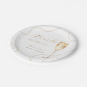 Assiettes en papier Mariage Perles & Prosecco Or (Angle)