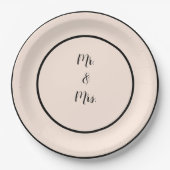 Assiettes en papier mariage printemps beige et noi (Devant)