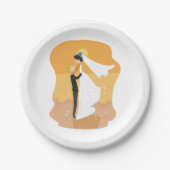 Assiettes en Papier Mariée Et Marié Sur La Plage (Devant)