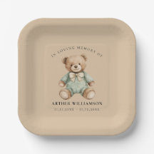 Assiettes en papier mémorial à l'aquarelle Ourson
