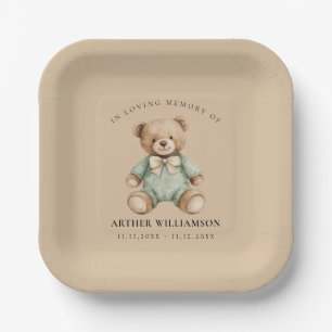 Assiettes en papier mémorial à l'aquarelle Ourson