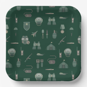 Assiettes en papier militaires, fête patriotique d