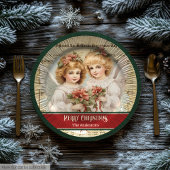 Assiettes en papier Monogramme Anges de Noël Vinta