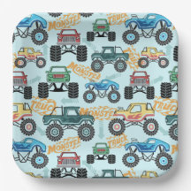 Assiettes en papier Monster Truck, fête d'annivers