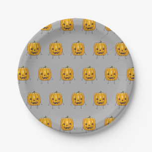 Assiettes en papier motif citrouille d'Halloween