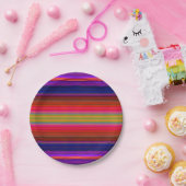 Assiettes en papier motif rayures néon vif de fête (Fête)