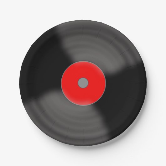 Assiettes en papier musique de disque vinyle rétro (Devant)