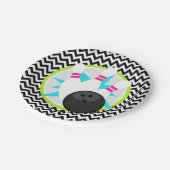 Assiettes en papier néon Chevron Bowling (Angle)