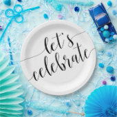 Assiettes en papier noir et blanc Modern Let's Cel (Fête)