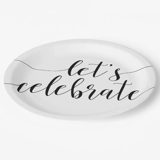 Assiettes en papier noir et blanc Modern Let's Cel (Angle)