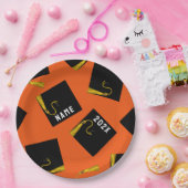 Assiettes en papier orange pour la remise des dipl (Fête)