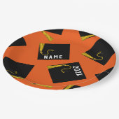 Assiettes en papier orange pour la remise des dipl (Angle)