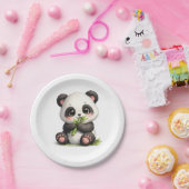 Assiettes en papier Panda Bébé Mignon Mangeant du (Fête)