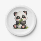 Assiettes en papier Panda Bébé Mignon Mangeant du (Devant)