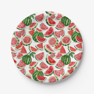 Assiettes en papier Pastèque Aquarelle – Fête esti