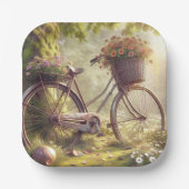Assiettes en papier personnalisées avec vélo parmi (Recto)