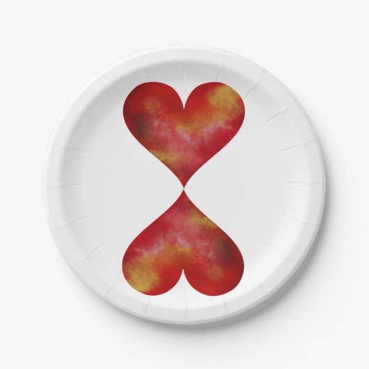 Assiettes en papier personnalisées coeurs 18 cm (Devant)