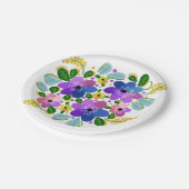 Assiettes en papier personnalisées Fleurs aquarell (Angle)
