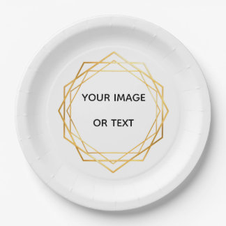 Assiettes en papier personnalisées géométriques or
