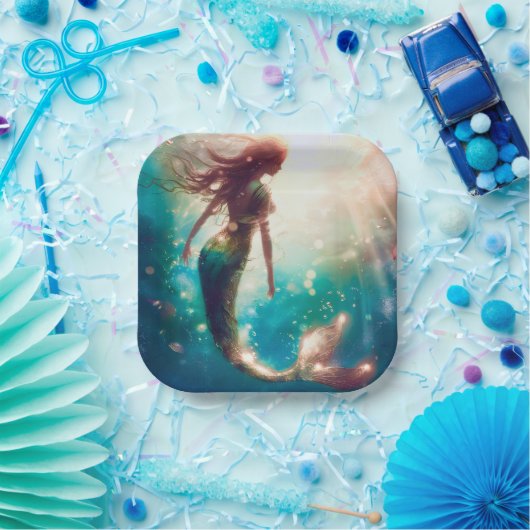 Assiettes en papier personnalisées thème sirène (Fête)