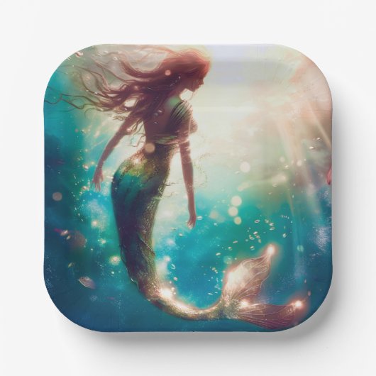 Assiettes en papier personnalisées thème sirène (Recto)