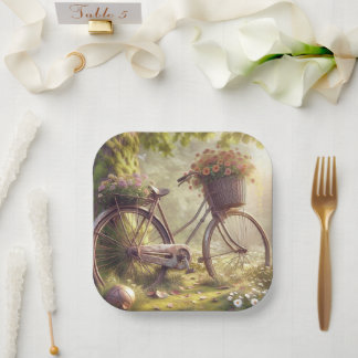Assiettes en papier personnalisées vélo parmi les 