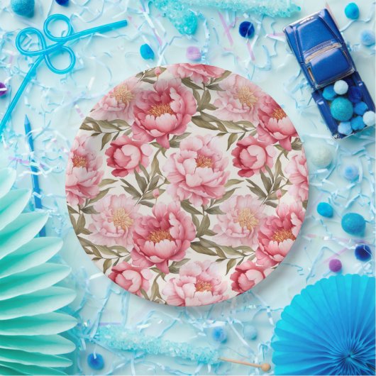 Assiettes en papier Pink Peony (Fête)