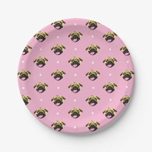Assiettes en papier Pink Pug (Devant)