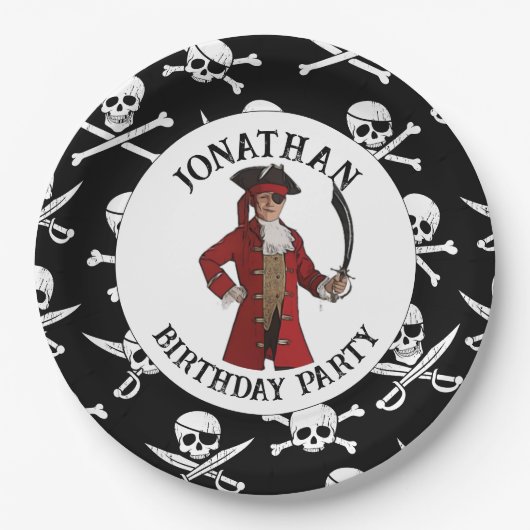 Assiettes en papier Pirate GARÇON (Devant)