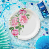 Assiettes en papier - Pivoines roses (Fête)