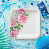 Assiettes en papier - Pivoines roses Assiettes en (Fête)