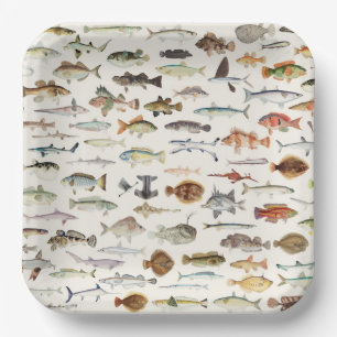 Assiettes en papier Poisson, Fête sur la vie marin