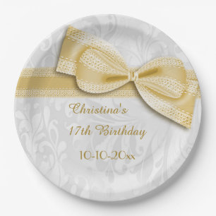 Assiettes en papier pour 17e anniversaire avec dam