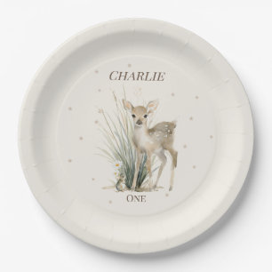 Assiettes en papier pour 1er anniversaire de cerf 