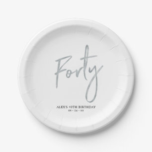 Assiettes en papier pour 40 ans avec écriture arge