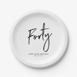 Assiettes en papier pour 40e anniversaire "Forty M