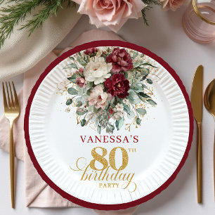 Assiettes en papier pour 80 ans Bohème Bourgogne v