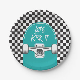 Assiettes en papier pour anniversaire Skateboard L
