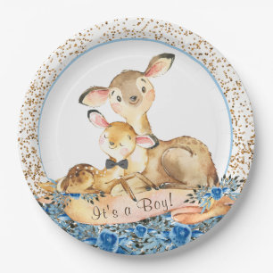 Assiettes en papier pour Baby Shower Cerf des Bois
