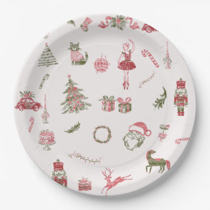 Assiettes en papier pour Baby Shower de Noël rouge