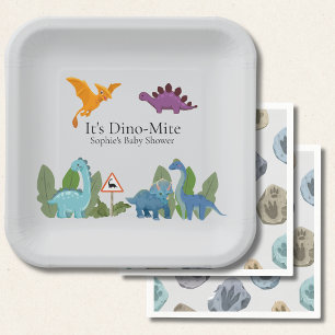 Assiettes en papier pour Baby Shower Dinosaures