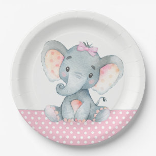 Assiettes en papier pour Baby Shower éléphant bébé
