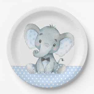 Assiettes en papier pour Baby Shower éléphant bébé
